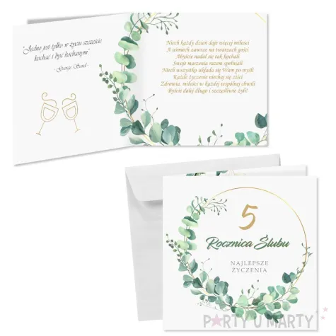 prezent na 5 rocznice slubu pamiatka kartka okolicznosciowa eukaliptus beauty 15x15 cm