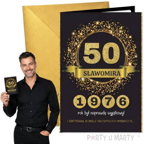 prezent na 50 urodziny piecdziesiatke kartka urodzinowa okolicznosciowa z imieniem 11 5x17 cm