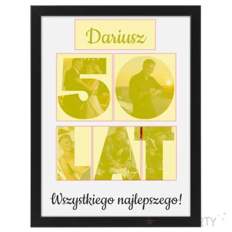 prezent na 50 urodziny z imieniem personalizowany dyplom w ramce wszystkiego najlepszego