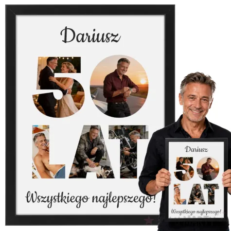 prezent na 50 urodziny z imieniem personalizowany dyplom w ramce wszystkiego najlepszego