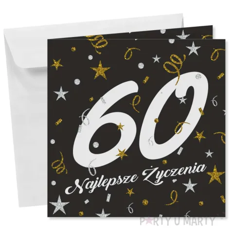 prezent na 60 urodziny kartka okolicznosciowa glamour czarna upominek pamiatka z koperta