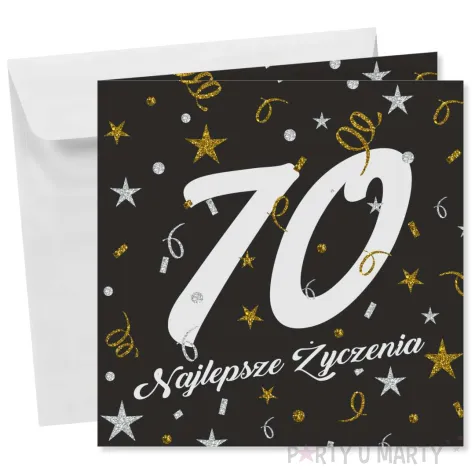 prezent na 70 urodziny kartka okolicznosciowa glamour czarna upominek pamiatka z koperta