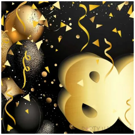 prezent na 80 urodziny kartka okolicznosciowa glamour czarno zlota upominek pamiatka