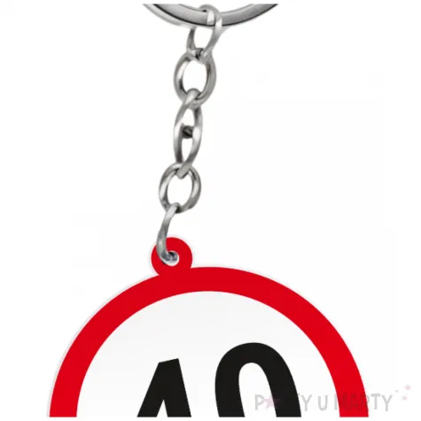 prezent na czterdzieste urodziny breloczek do kluczy z liczba 40 kolekcja traffic znak drogowy