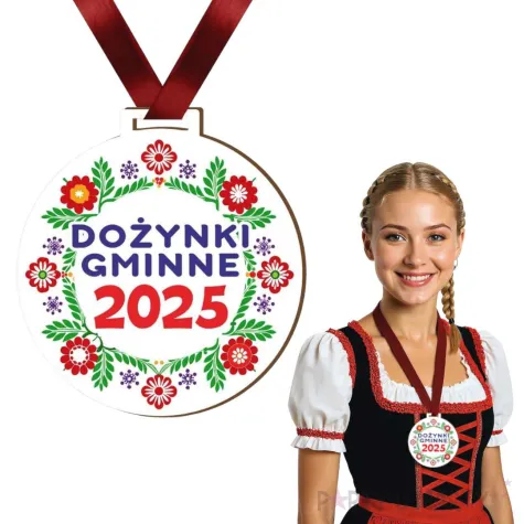 prezent na dozynki gminne 2025 upominek nagroda w konkursie medal kwiaty ludowe 7 2 cm