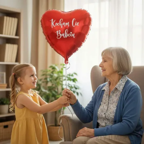 prezent na dzien babci balon foliowy kocham cie babciu czerwony dekoracja 18 hrt