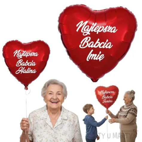 prezent na dzien babci balon foliowy z imieniem najlepsza babcia personalizowany dekoracja