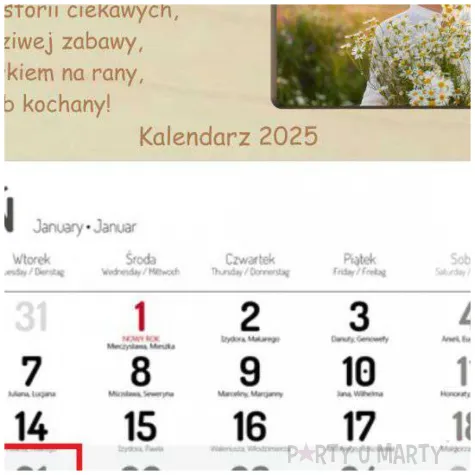prezent na dzien babci drewniany kalendarz ze zdjeciem grawer zalety babci 29x26 cm