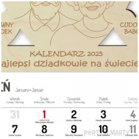 prezent na dzien babci i dziadka drewniany kalendarz z nadrukiem najlepsi dziadkowie na wiecie