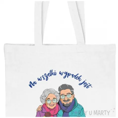 prezent na dzien babci i dziadka materialowa torba na zakupy na wszelki wypadek