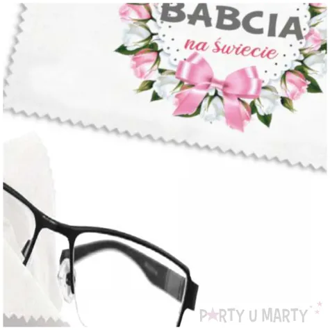 prezent na dzien babci sciereczka z mikrofibry do czyszczenia okularow bialy 15 x 10 cm