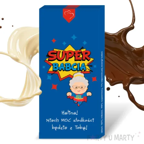 prezent na dzien babci upominek opakowanie na czekolade super babcia personalizacja imie