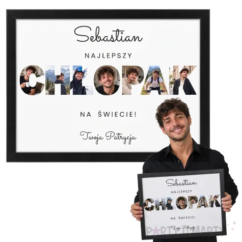 prezent na dzien chlopaka fotoramka z imieniem najlepszy chlopak personalizacja certyfikat a3