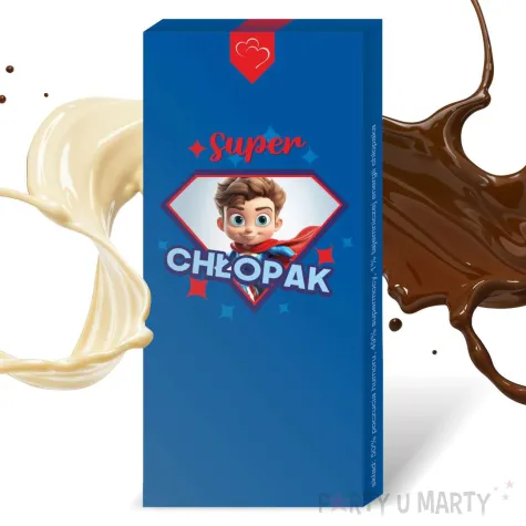 prezent na dzien chlopaka upominek opakowanie na czekolade super chlopak bohater pudelko