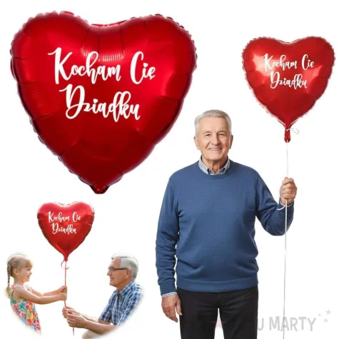 prezent na dzien dziadka balon foliowy kocham cie dziadku czerwony dekoracja 18 hrt