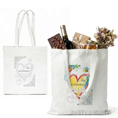 prezent na dzien dziadka materialowa torba na zakupy do pomalowania diy 40x35 cm