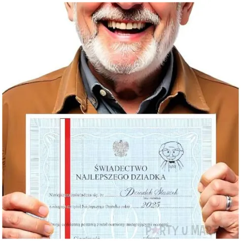 prezent na dzien dziadka swiadectwo dyplom dla najlepszego dziadka a4