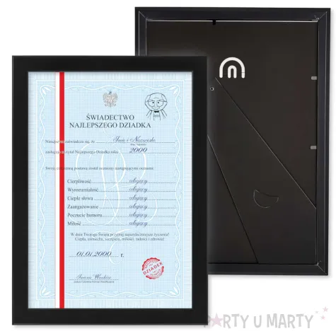 prezent na dzien dziadka swiadectwo dyplom najlepszego dziadka personalizowany w ramce a4