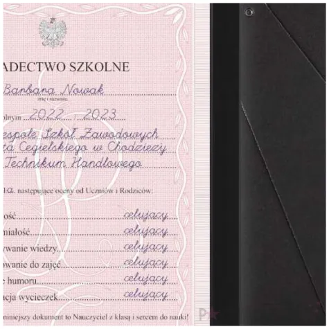 prezent na dzien edukacji zakonczenie roku dla nauczyciela swiadcetwo w ramce szola srednia