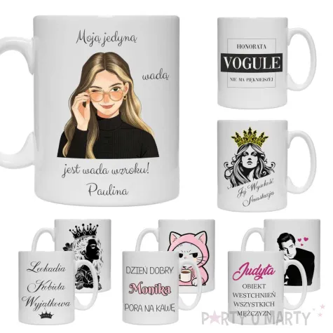 prezent na dzien kobiet 8 marca kubek personalizowany z imieniem wybierz wzor 330 ml