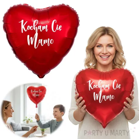 prezent na dzien matki 26 maja urodziny balon foliowy serce kocham cie mamo czerwony 18