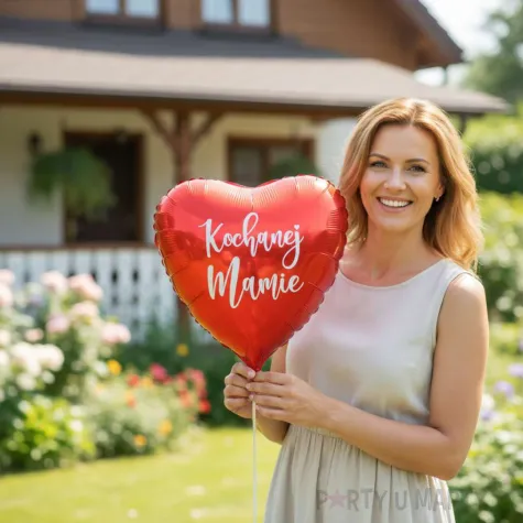 prezent na dzien matki 26 maja urodziny balon foliowy serce kochanej mamie czerwony 18