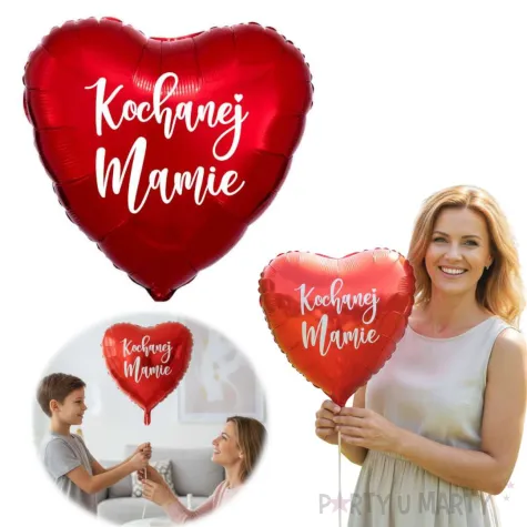 prezent na dzien matki 26 maja urodziny balon foliowy serce kochanej mamie czerwony 18