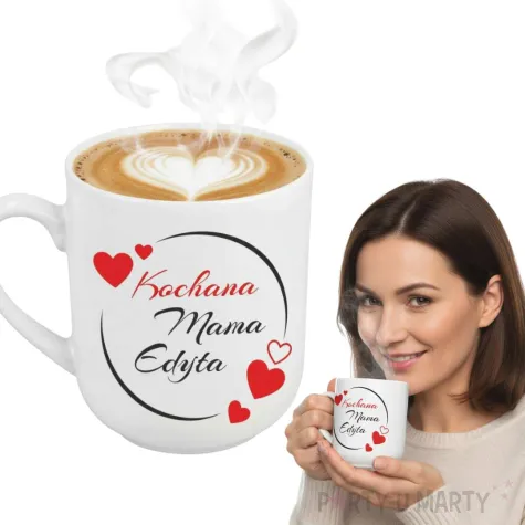 prezent na dzien matki 26 maja urodziny kuberk personalizowany wzory imiona bialy 290 ml