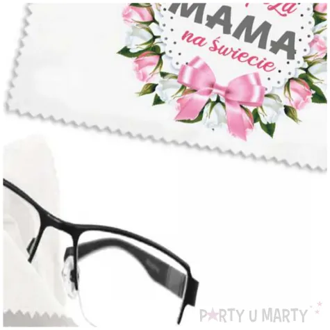 prezent na dzien matki sciereczka z mikrofibry do czyszczenia okularow bialy 15 x 10 cm