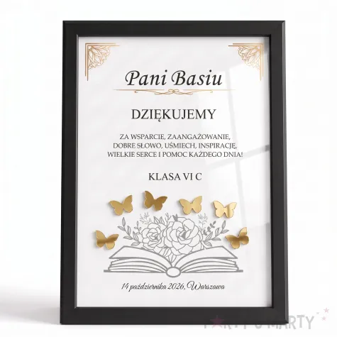 prezent na dzien nauczyciela edukacji ramka motyle podziekowania zakonczenie roku personalizacja