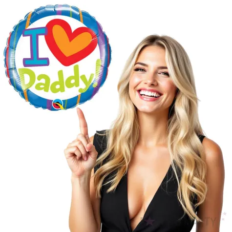 prezent na dzien ojca 23 czerwca balon foliowy i love daddy dekoracja upominek qualatex