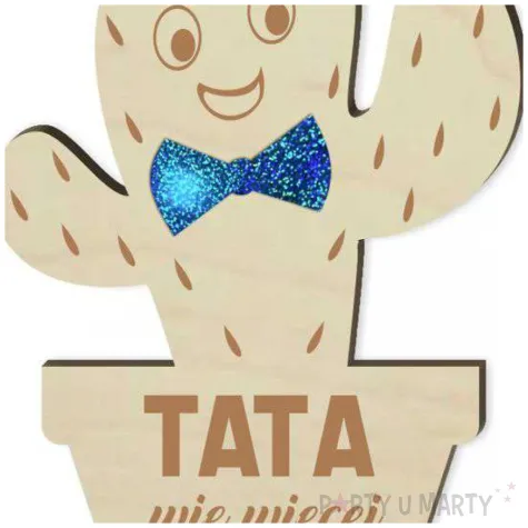 prezent na dzien ojca 23 czerwca drewniana figurka kaktus tata wie wiecej niz google ozdoba