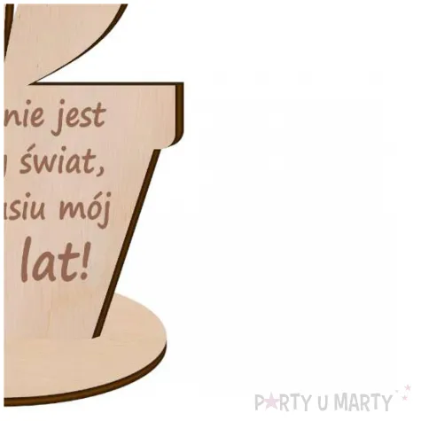 prezent na dzien ojca 23 czerwca drewniana figurka kwiat tato zyj 100 lat dekoracja 14 cm