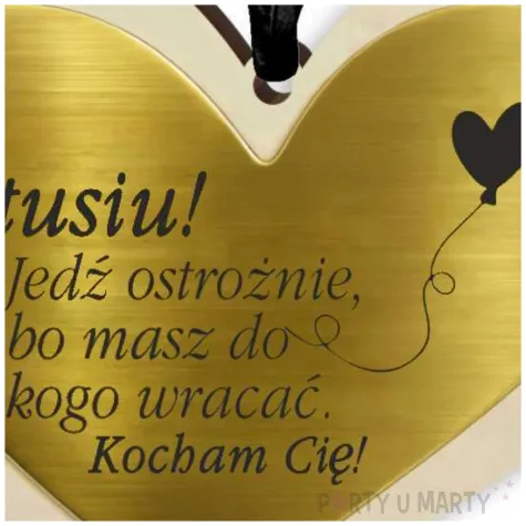 prezent na dzien ojca 23 czerwca zawieszka drewniana do samochodu serce jedz ostroznie 8x7 cm