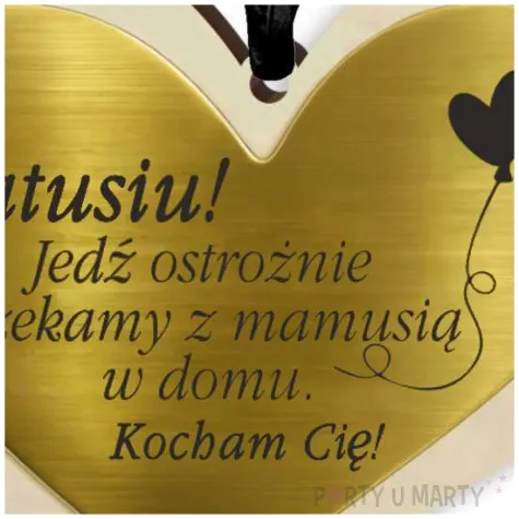 prezent na dzien ojca 23 czerwca zawieszka drewniana do samochodu serce jedz ostroznie 8x7 cm