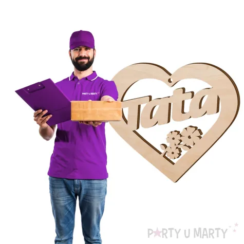 prezent na dzien ojca 23 czerwca zawieszka drewniana serce tata i kwiat dekoracja upominek