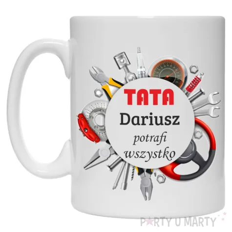 prezent na dzien ojca urodziny kubek personalizowany tata potrafi wszystko imie 330 ml