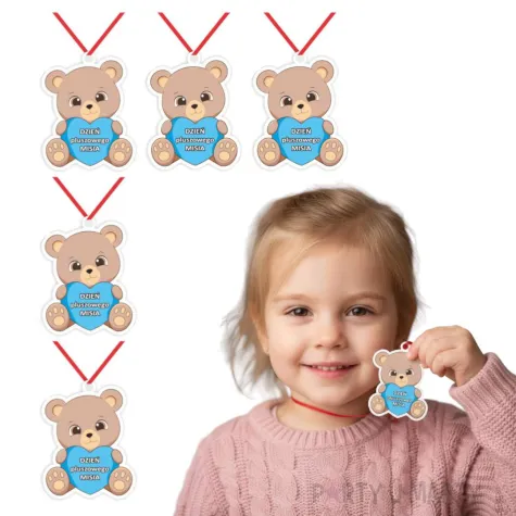 prezent na dzien pluszowego misia medal papierowy niedzwiadek do przedszkola 6x5 cm x5