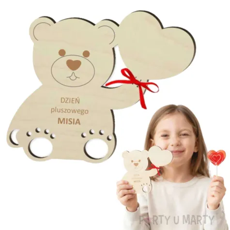 prezent na dzien pluszowego misia urodziny dekoracja na lizaka misiek 15 5 cm