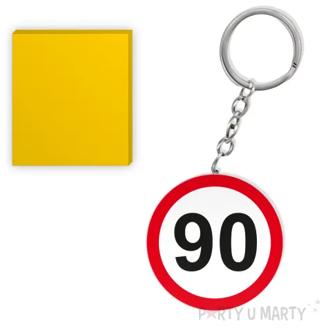 prezent na dziewiecdziesiat urodziny breloczek do kluczy z liczba 90 kolekcja traffic znak drogow