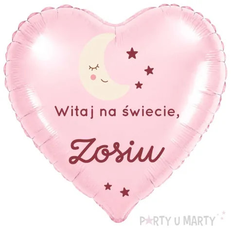 prezent na narodziny dziecka rozowy balon foliowy serce witaj na swiecie imie dziewczynki 18