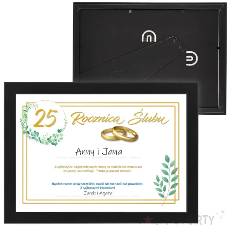prezent na rocznice slubu ramka z zyczeniami na srebrne gody 21x30 cm