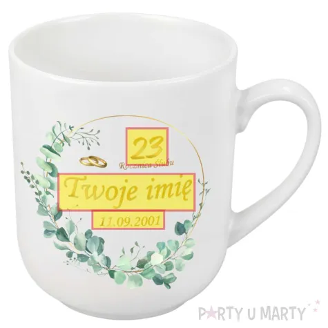 prezent na rocznice slubu zestaw upominkowy personalizowane kubki magnes obraczki