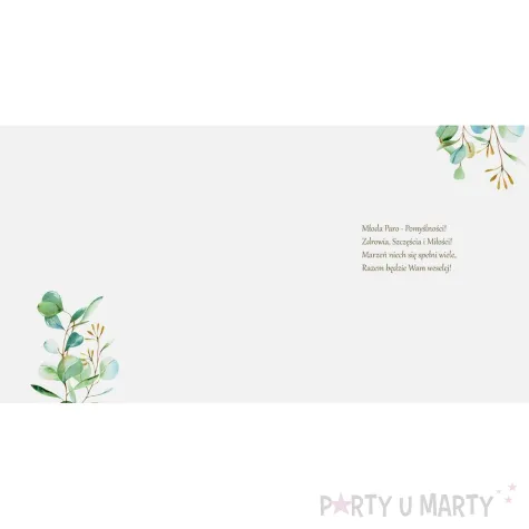 prezent na slub kartka okolicznosciowa liscie mloda para pamiatka wesele 15x15 cm