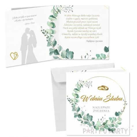 prezent na slub pamiatka kartka okolicznosciowa eukaliptus beauty wesele 15x15 cm