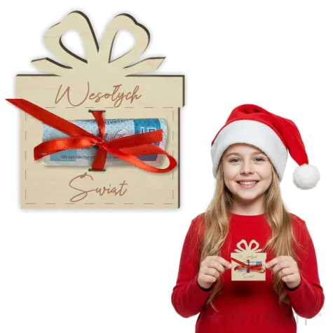 prezent na swieta boze narodzenie karnet na banknot wesplych swiat 85x100 mm