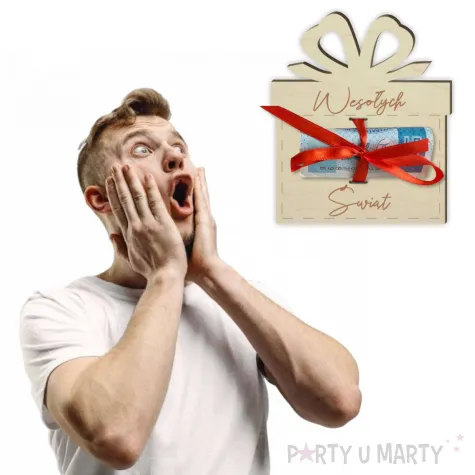 prezent na swieta boze narodzenie karnet na banknot wesplych swiat 85x100 mm