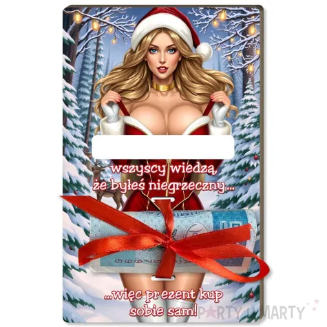 prezent na swieta boze narodzenie mikolajki karnet na banknot bon mikolajka z biustem