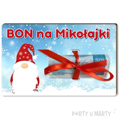 prezent na swieta boze narodzenie mikolajki karnet na banknot bon slepy mikolaj