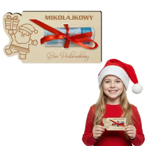 prezent na swieta boze narodzenie mikolajki karnet na banknot mikolajkowy bon podarunkowy